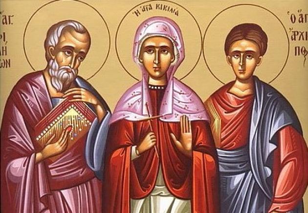 4 марта - память апостолов от 70-ти Архиппа, Филимона и мученицы  равноапостольной Апфии